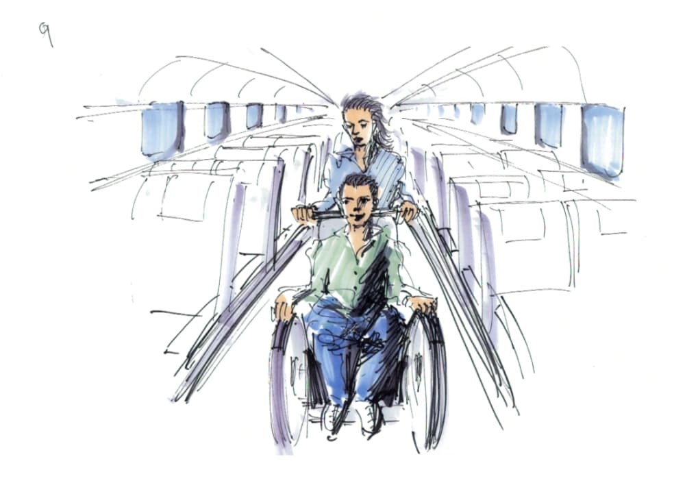 Texas Central officials announced interior plans Feb. 17 for the company's proposed high-speed train connecting Houston and Dallas. The Shinkansen trains in Japan will be customized for Texas with no middle seats and additional legroom, company officials announced. (Sketch courtesy Texas Central)