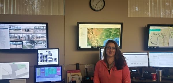 Chelsea Solomon runs the Georgetown Utility Systems control room. (Ali Linan/Community Impact Newspaper)