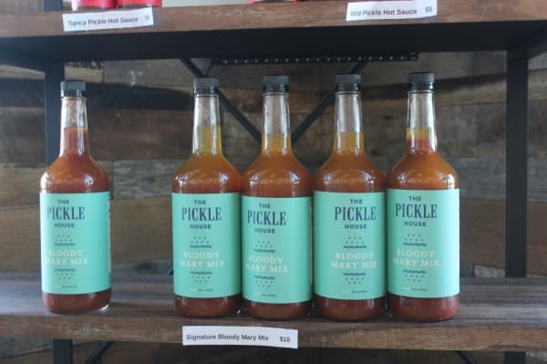 One of the store's specialty items is a pickle brine bloody mary mix. (Olivia Aldridge/Community Impact Newspaper)