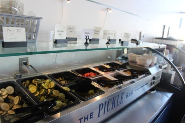 The Pickle House has a pickle bar that comes with every entree. (Olivia Aldridge/Community Impact Newspaper)