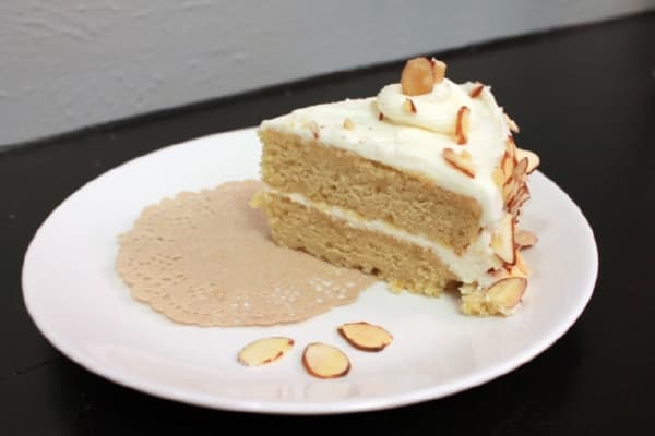The Little Acorn also operates as a full baker, offering gluten-free options such as the vanilla almond cake. ($7 per slice, $35 for whole cake) (Andy Li/Community Impact Newspaper)