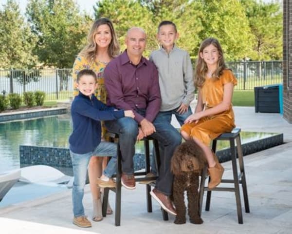 Heath Rushing (center) will chair the 2020 Community Bond Advisory Committee. He and his wife have three school-aged children. (Courtesy Katy ISD)