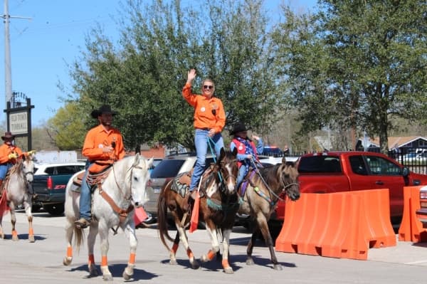 The Sam Houston Trail Riders rode into downtown Tomball from Montgomery on Feb. 25 on their way to the Houston Livestock Show and Rodeo.