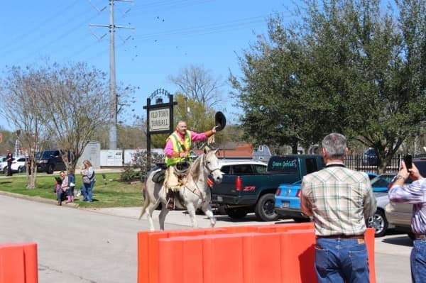 The Sam Houston Trail Riders rode into downtown Tomball from Montgomery on Feb. 25 on their way to the Houston Livestock Show and Rodeo.