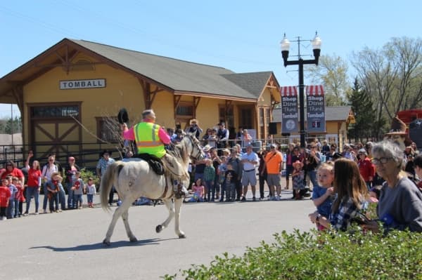 The Sam Houston Trail Riders rode into downtown Tomball from Montgomery on Feb. 25 on their way to the Houston Livestock Show and Rodeo.