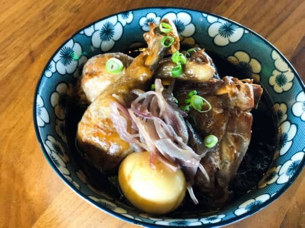 Adobo: $12.50 •A staple of Filipino cuisine, Be More Pacific’s version features chicken braised in a tangy, savory marinade and served with red onions, boiled egg and white rice with green onion.