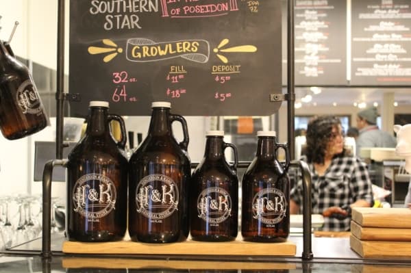 The restaurant sells take-home growlers, offering a rotation of four local craft beers on tap.