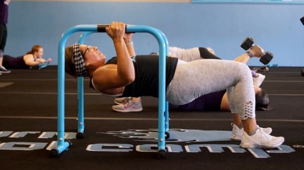 Workouts rotate between a different major muscle group each class, Townsend said. (Kelsey Thompson/Community Impact Newspaper)