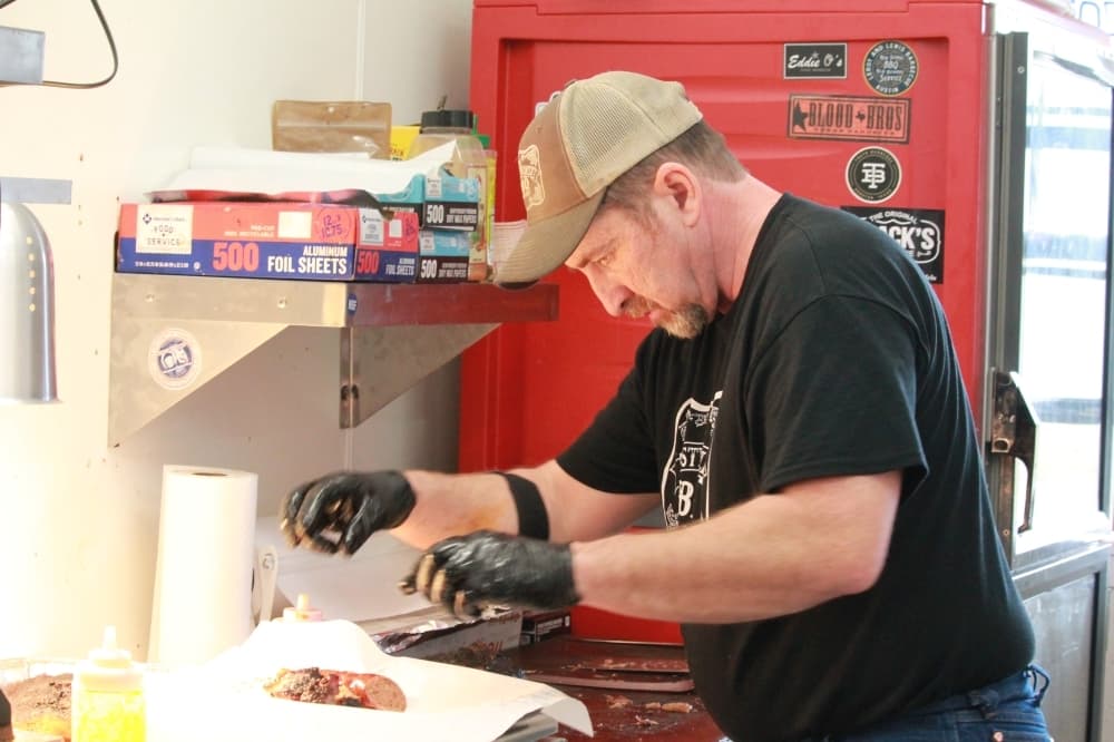 Owner Allen Rhoden opened The Rusty Buckle BBQ Co. on Oct. 20, 2018. (Andy Li/Community Impact Newspaper)