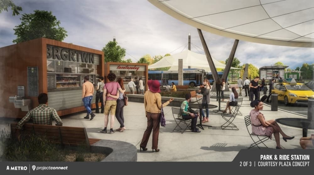 Renderings released by Capital Metro on March 9 show the vision for a Park & Ride facility. (Courtesy Capital Metro)