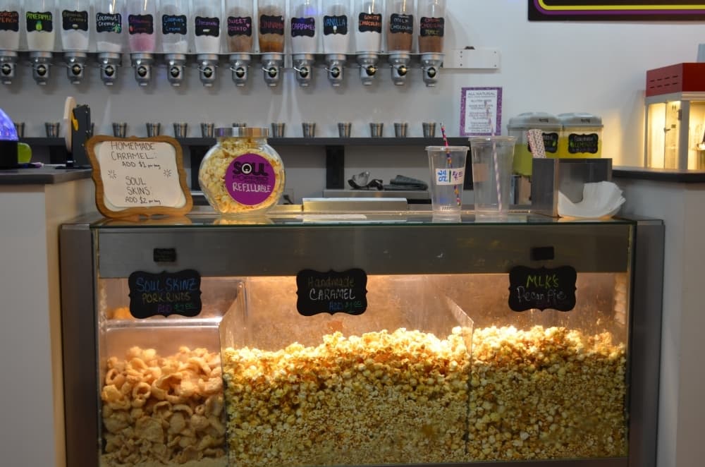 Soul Popped also features homemade pork rinds called Soul Skinz, handmade caramel corn and a special flavor of the month. (Amy Rae Dadamo/Community Impact Newspaper) 