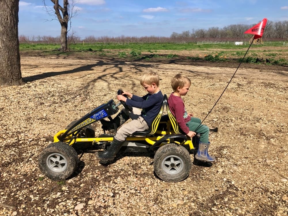 A pedal cart track is a new addition to the farm this year. 