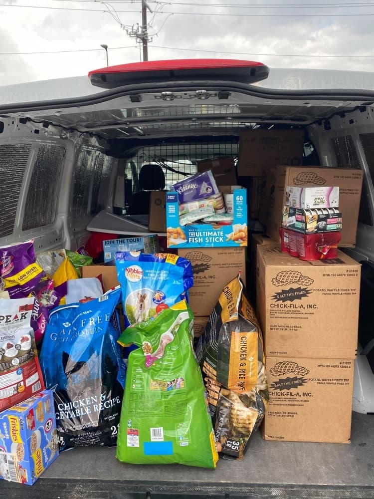 The COVID-19 North Texas Relief group collected food and supplies for a senior living facility in Denton County on March 18. (Courtesy Adrianne Hudson)