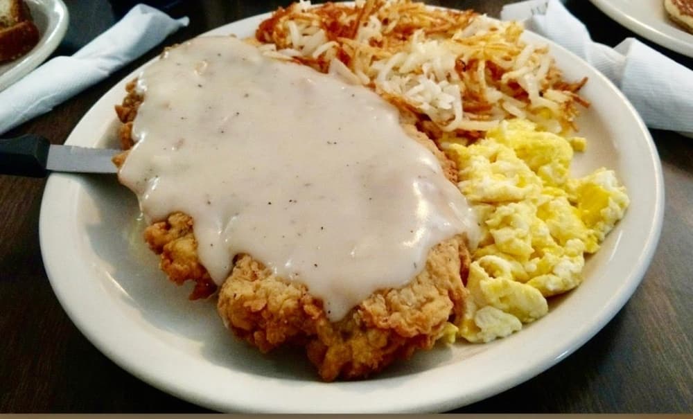 Chicken fried steak and eggs ($9.50) is a popular dish at the cafe, according to owner Lucila Rojas. (Courtesy Main Street Cafe)
