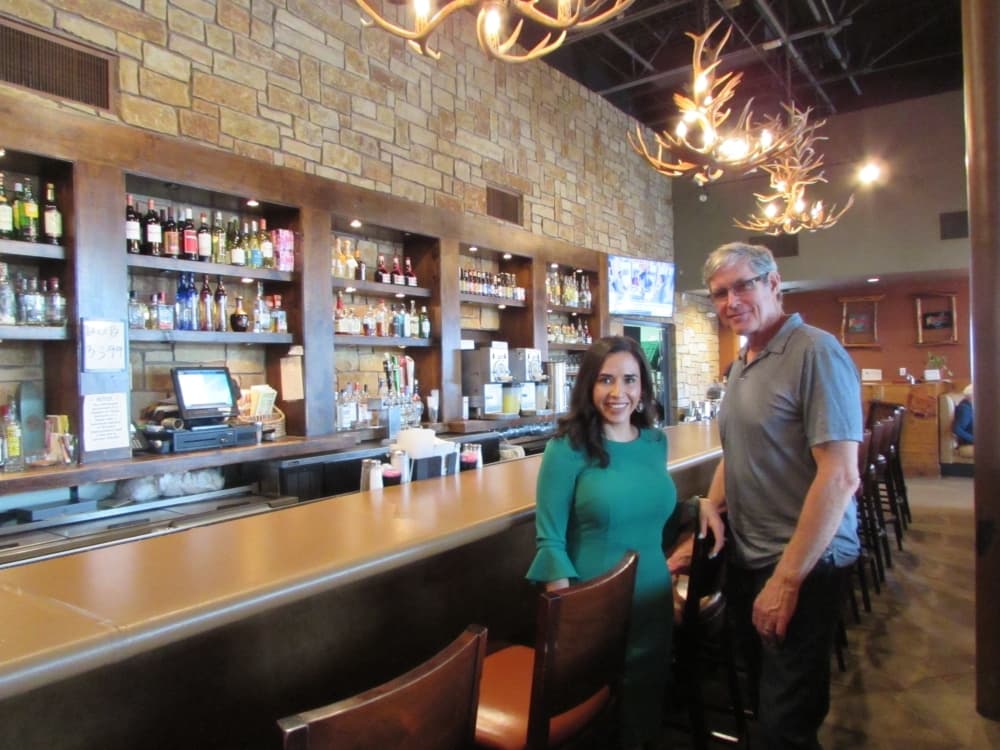 Owner Joe Draker and General Manager Maricela Delgado stand in Maudie’s Hacienda. (Nicholas Cicale/Community Impact Newspaper)