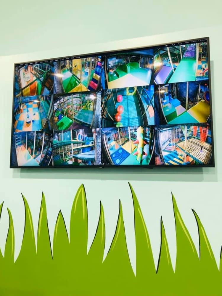 Parents can monitor their children via a television streaming hot spots in the park. (Courtesy Kidtastic Park)