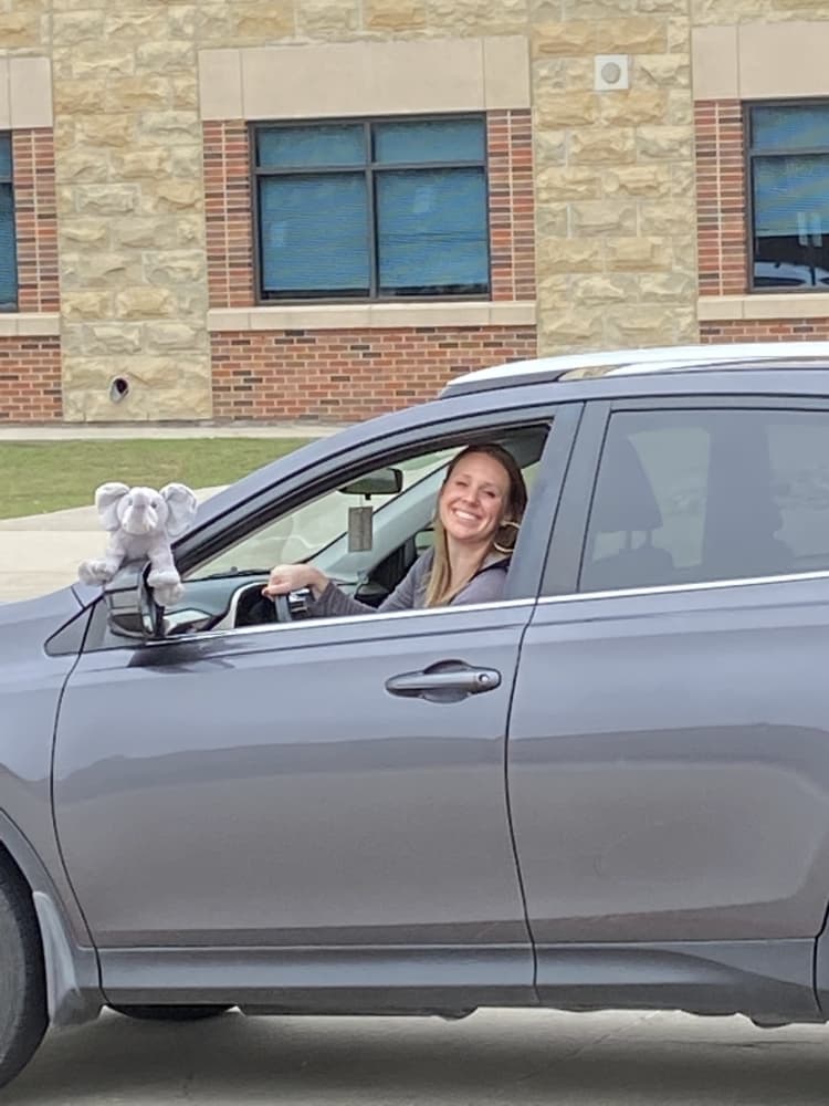 A Robertson Elementary School kindergarten teacher brought her class toy to ride with her. (Courtesy Kyla Prusak)