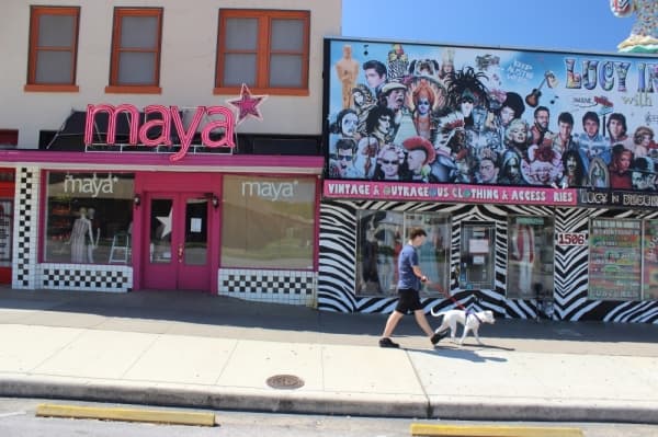 A resident on South Congress Avenue takes his dog for a walk March 25. Under the city and county's stay-at-home orders, residents are still allowed to go outside for exercise such as walks, hikes, runs and bike rides. (Christopher Neely/Community Impact Newspaper)