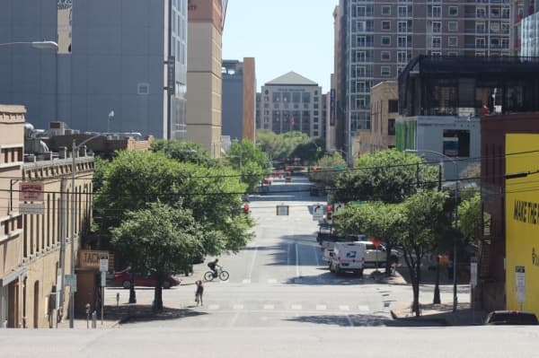 San Jacinto Street in Austin is nearly deserted March 24. (Christopher Neely/Community Impact Newspaper)