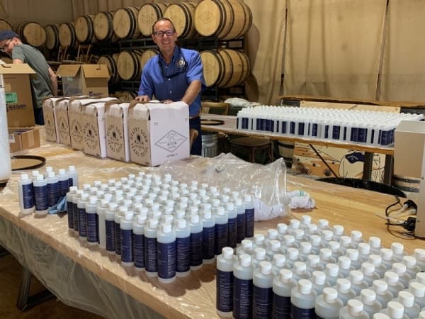 The Desert Door team has been able to make over 1,200 gallons of hand sanitizer. (Courtesy Desert Door Texas Sotol)