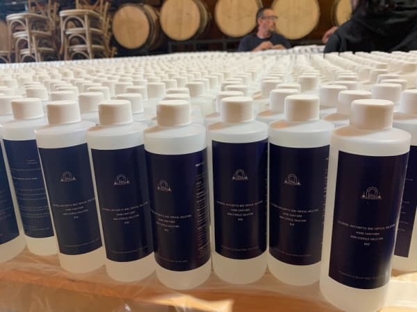 The Desert Door team has been able to make over 1,200 gallons of hand sanitizer. (Courtesy Desert Door Texas Sotol)