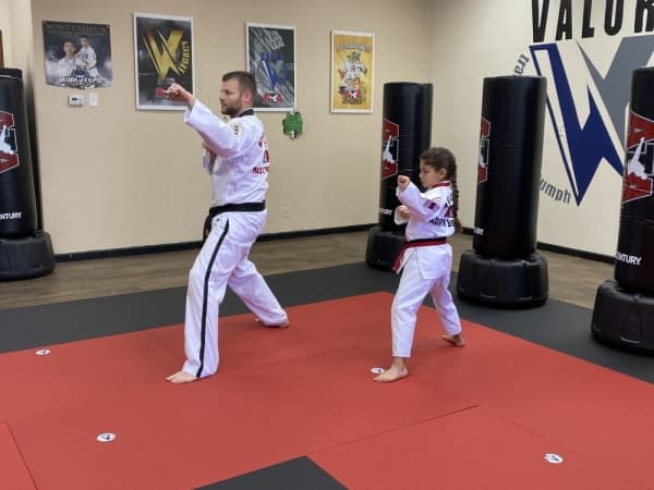 Matthew Bertling teaches a virtual class with his daughter Adryn. (Courtesy Valor Martial Arts)