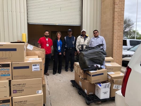 Members of the university donated thousands of masks and gloves to medical staff at Parkland. (Courtesy UT Dallas)