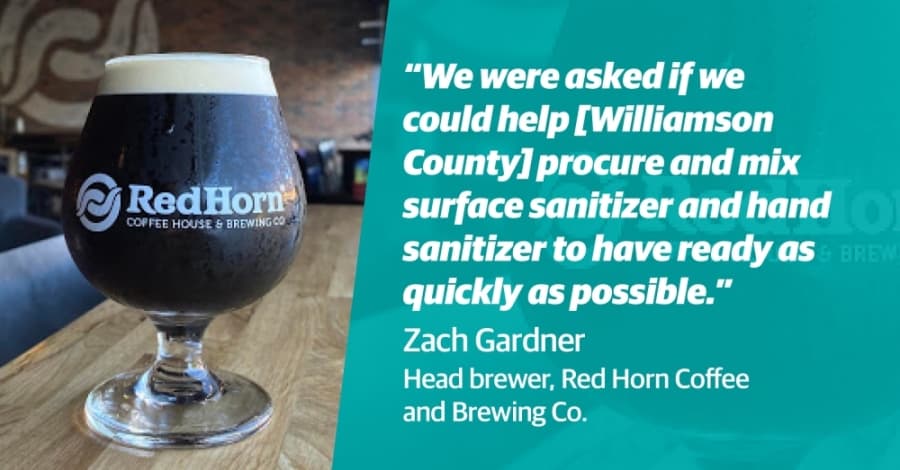 Cedar Park brewery working to mix 100 gallons of sanitizer for Williamson County