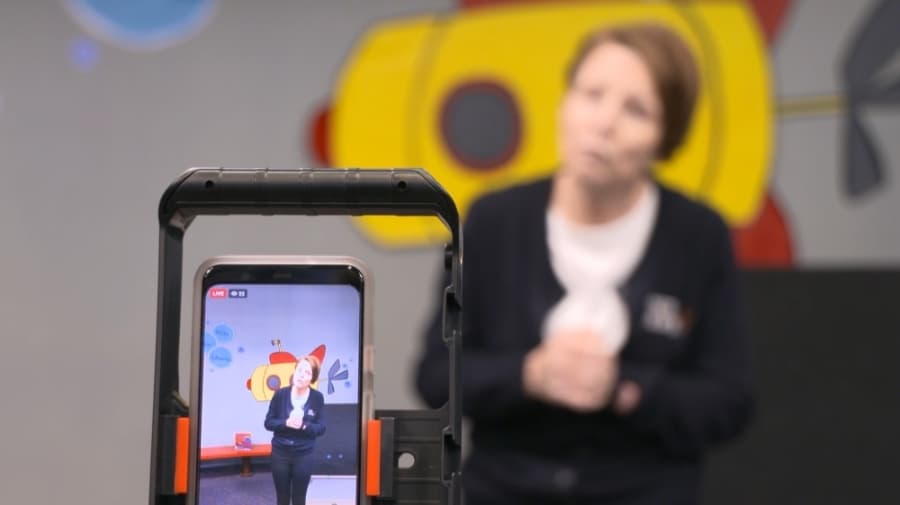 Staff at the Frisco Public Library initially did story time videos through Facebook Live before switching to prerecorded videos that allow families to access them throughout the day. (Courtesy Frisco Public Library)