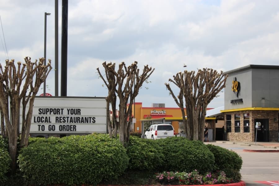 Many restaurants, including 242 Pub & Grill located on FM 2920, are offering curbside service to comply with state and county regulations. (Hannah Zedaker/Community Impact Newspaper)