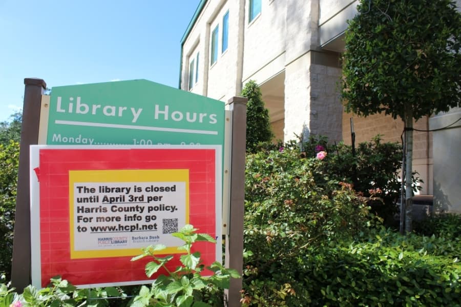 While the Barbara Bush Branch Library remains closed, ebooks, audiobooks, movies and more can be accessed online. (Hannah Zedaker/Community Impact Newspaper)