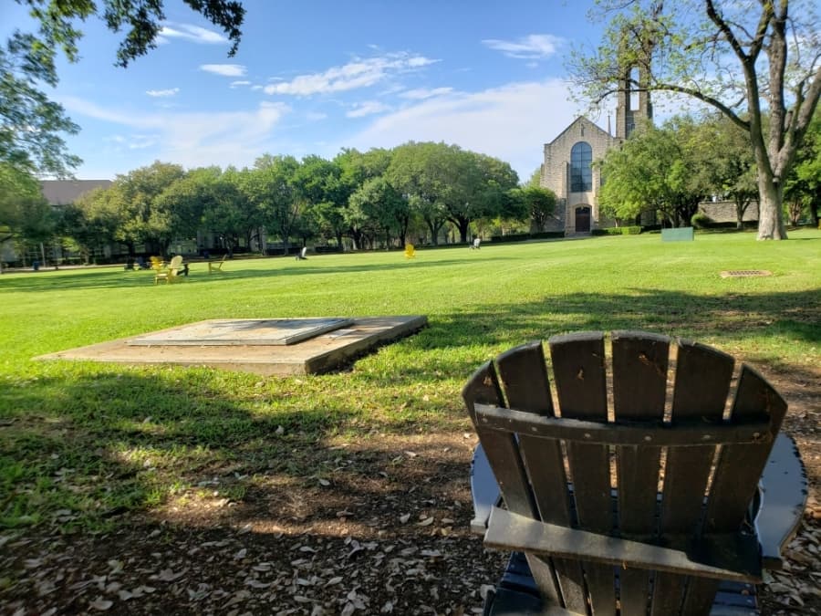 The Southwestern University quad remained quiet as students were sent home early due to the coronavirus. (Ali Linan/Community Impact Newspaper)