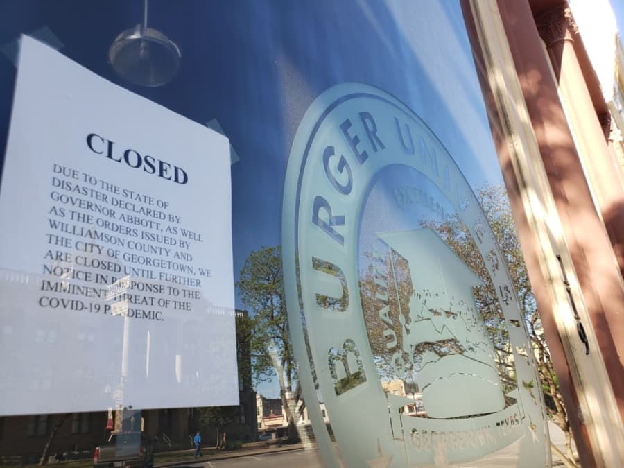 Burger University on the Georgetown Square was closed April 1. (Ali Linan/Community Impact Newspaper)