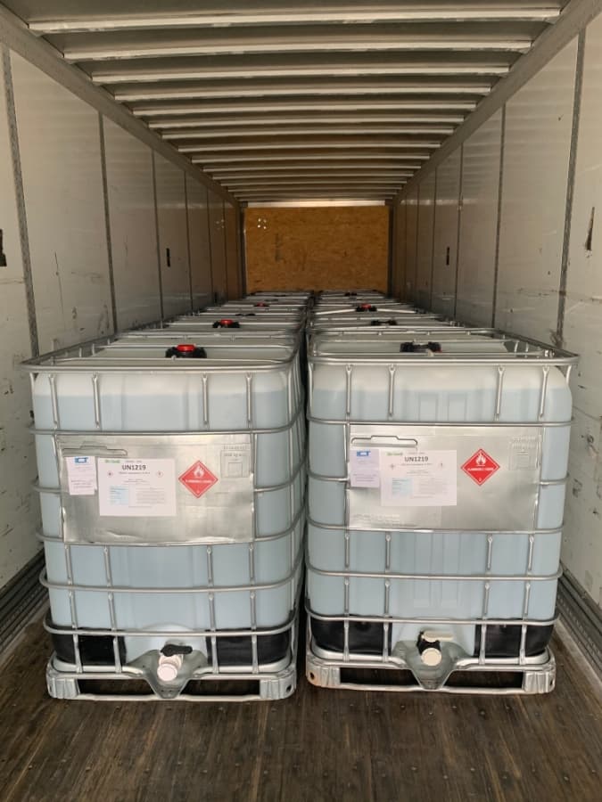With nationwide shortages of hand sanitizer, chemical manufacturing company Shotwell Hydrogenics has pivoted its production from making chemical for the oil and gas industry to making liquid hand sanitizer. (Courtesy Shotwell Hydrogenics)