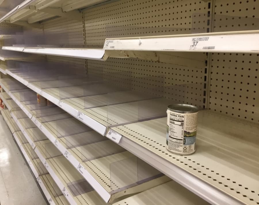 A single can of diced tomatoes sits on the canned vegetable isle at Target in Round Rock. (Taylor Jackson Buchanan/Community Impact Newspaper)