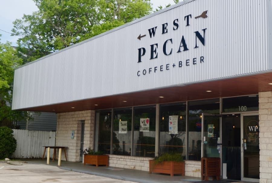 West Pecan Coffee + Beer, located in downtown Pflugerville, currently offers takeout orders amid the coronavirus pandemic. (Kelsey Thompson/Community Impact Newspaper)