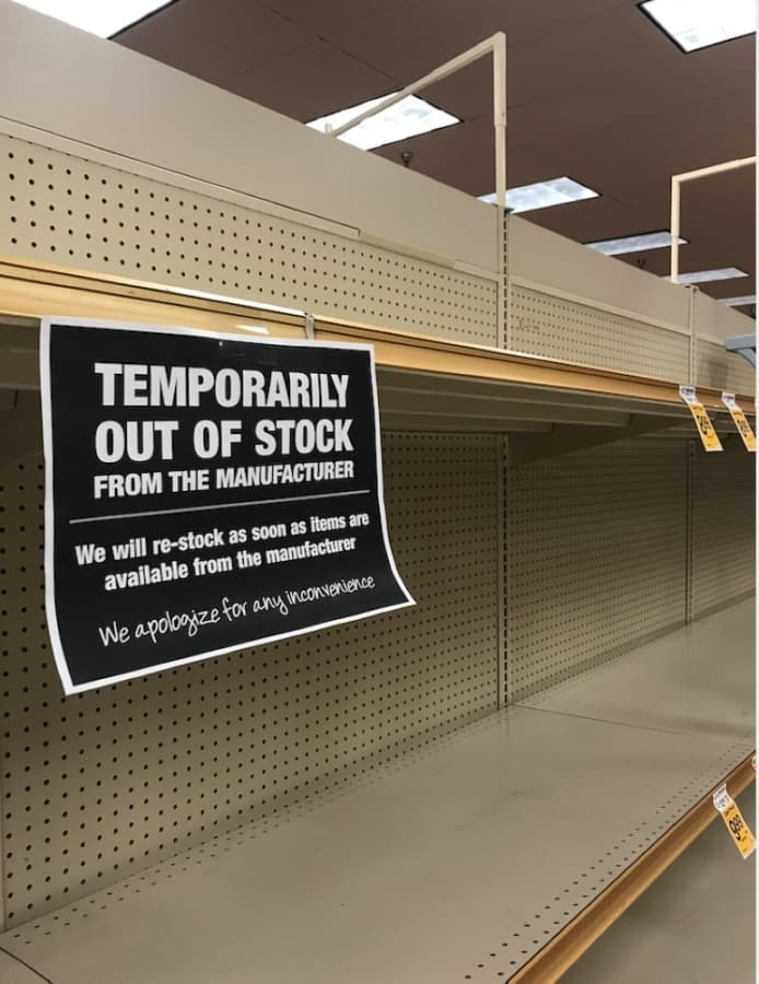 Paper products such as tissues and toilet paper were temporarily out of stock on March 16 at the Randalls in West Lake Hills. (Amy Rae Dadamo/Community Impact Newspaper)