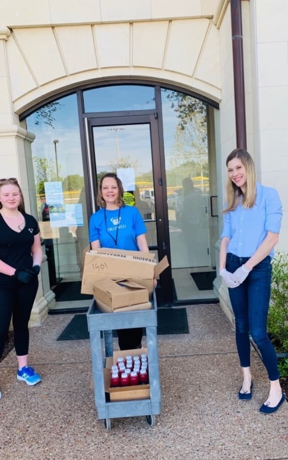 CV Local Juicery and DessertsRx stopped by Colleyville City Hall and the city's Police and Fire Departments to deliver immune-boosting beverages and snacks. (Courtesy CV Local Juicery)