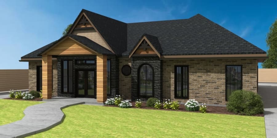 A rendering shows what the tornado-damaged home in Richardson will look like once construction is complete. The footprint of the original home has been expanded and modified, Dorian said. (Courtesy DorianBahr)