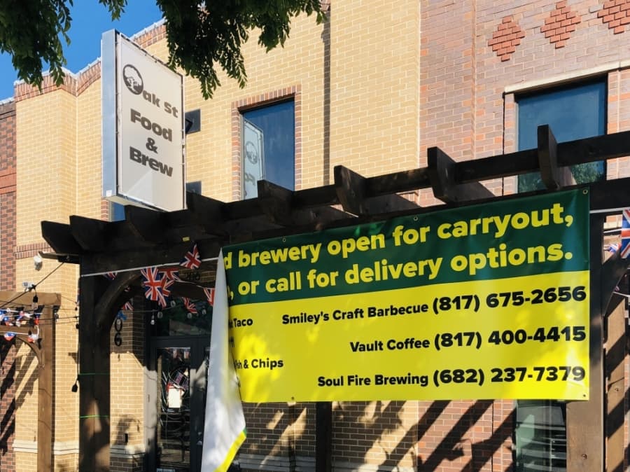 A number of local restaurants remain open for carryout and delivery at the Oak St Food & Brew food hall in downtown Roanoke. (Ian Pribanic/Community Impact Newspaper)