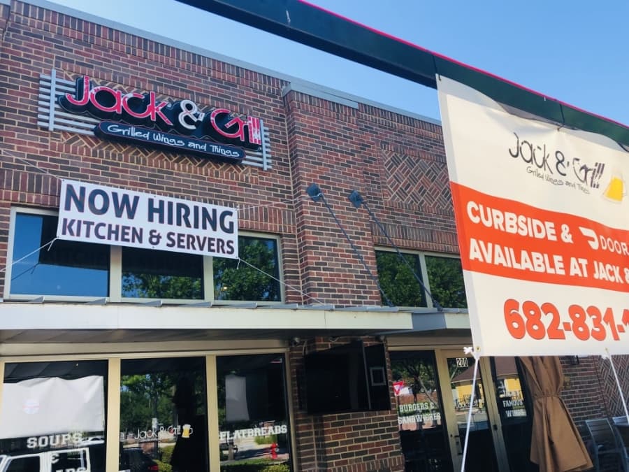 Jack & Grill, a local restaurant in Roanoke, is one of the few dining establishments in the area seeking to hire new employees. (Ian Pribanic/Community Impact Newspaper)