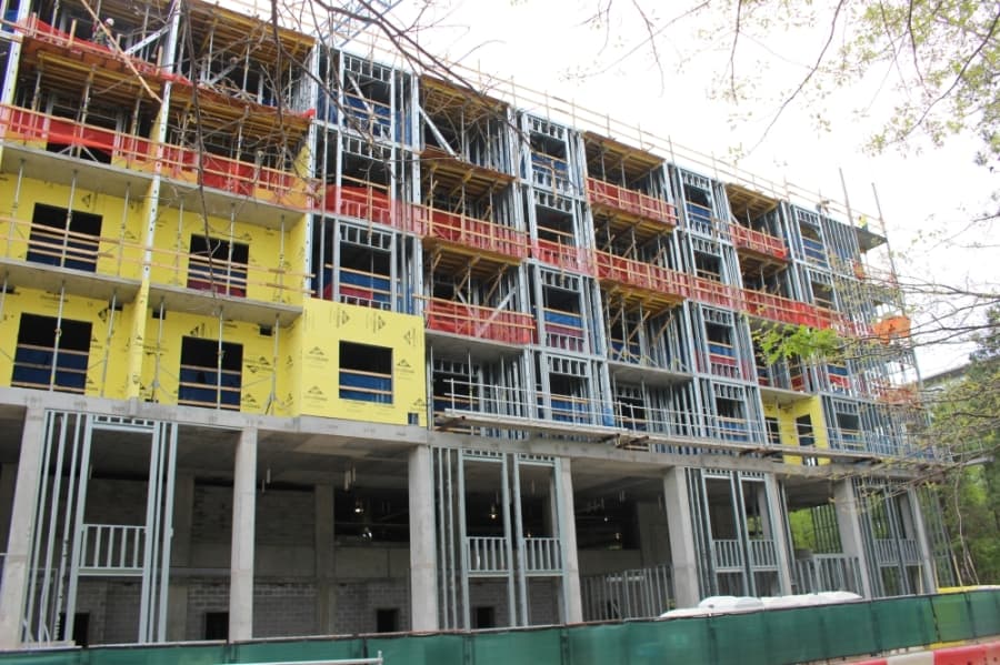 4. A Howard Hughes Corp. residential project is under construction in The Woodlands. (Andrew Christman/Community Impact Newspaper)