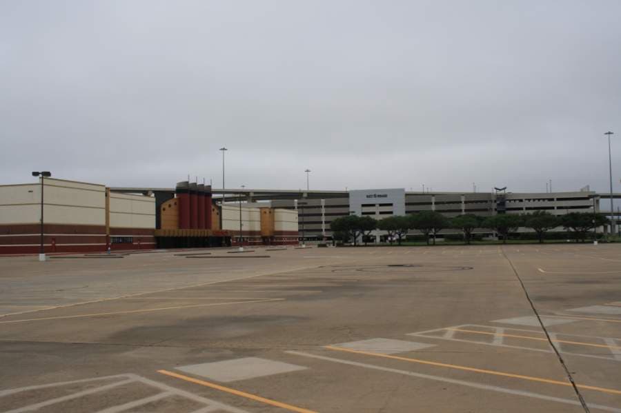 The Cinemark at 1030 W. Grand Parkway N., Katy, is temporarily closed during the coronavirus pandemic, and its parking lot is empty. (Jen Para/Community Impact Newspaper)
