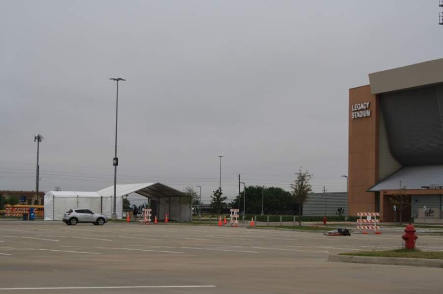 Health care providers are testing for COVID-19 at the Katy ISD Legacy Stadium. (Jen Para/Community Impact Newspaper)