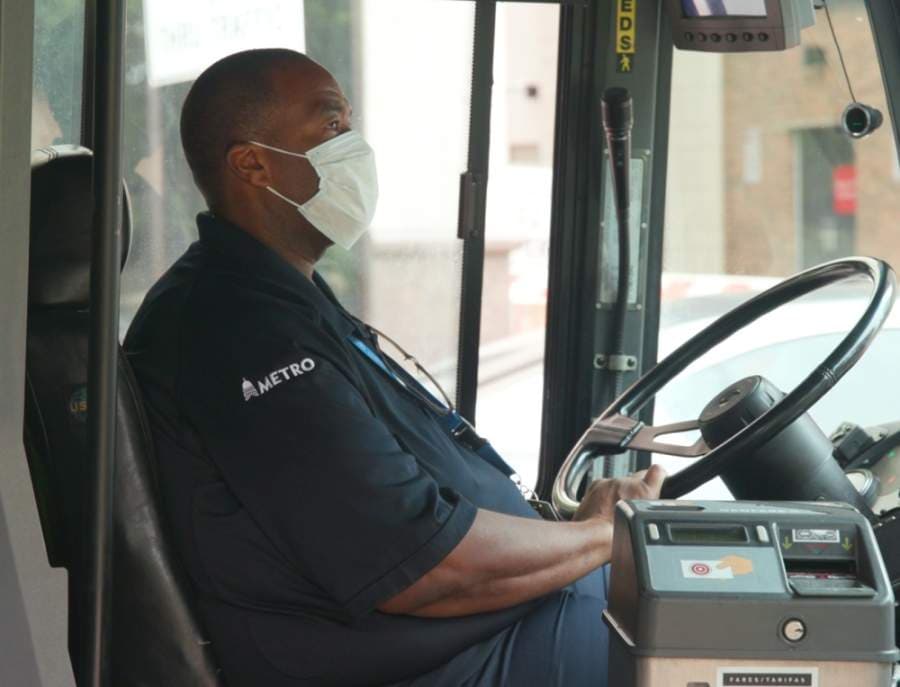 Bus drivers are required to wear masks while working under new local regulations. (Courtesy Capital Metro)