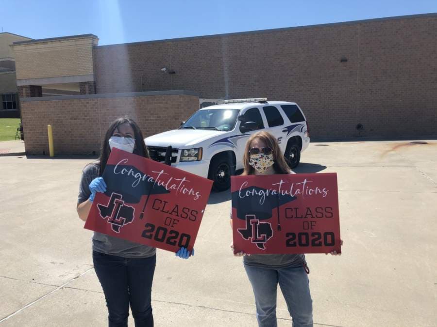 The district printed around 4,400 yard signs for seniors and their families to display. (Courtesy Liberty High School)