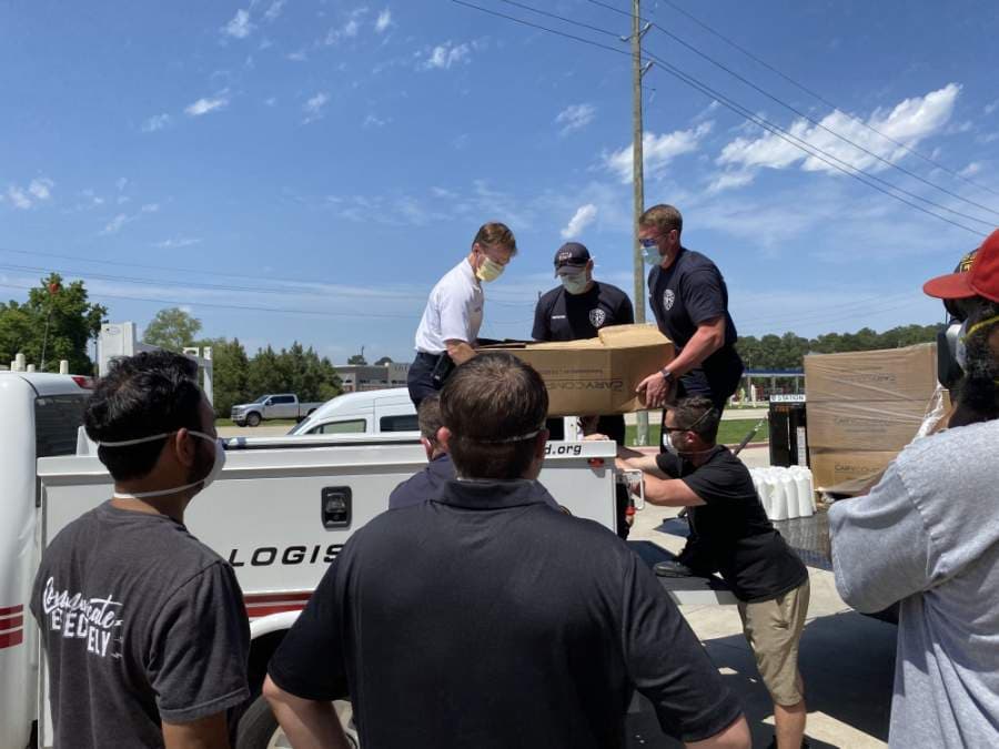 Whitmeyer's Distilling Co. showed its support for first responders April 20 by distributing 20 gallon-sized jugs of distillery-made hand sanitizer to each of SFD's nine fire stations. (Courtesy Spring Fire Department) 