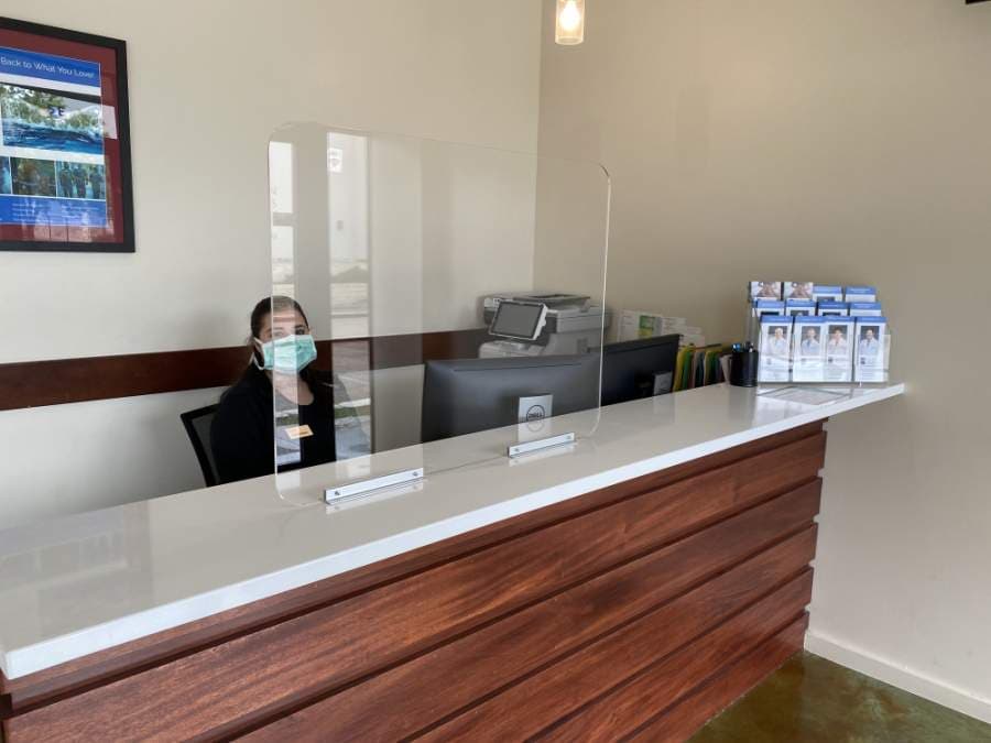 Wexel Art's virus shield was installed at Austin Sports Medicine and Orthopedics. (Courtesy Wexel Art.) 