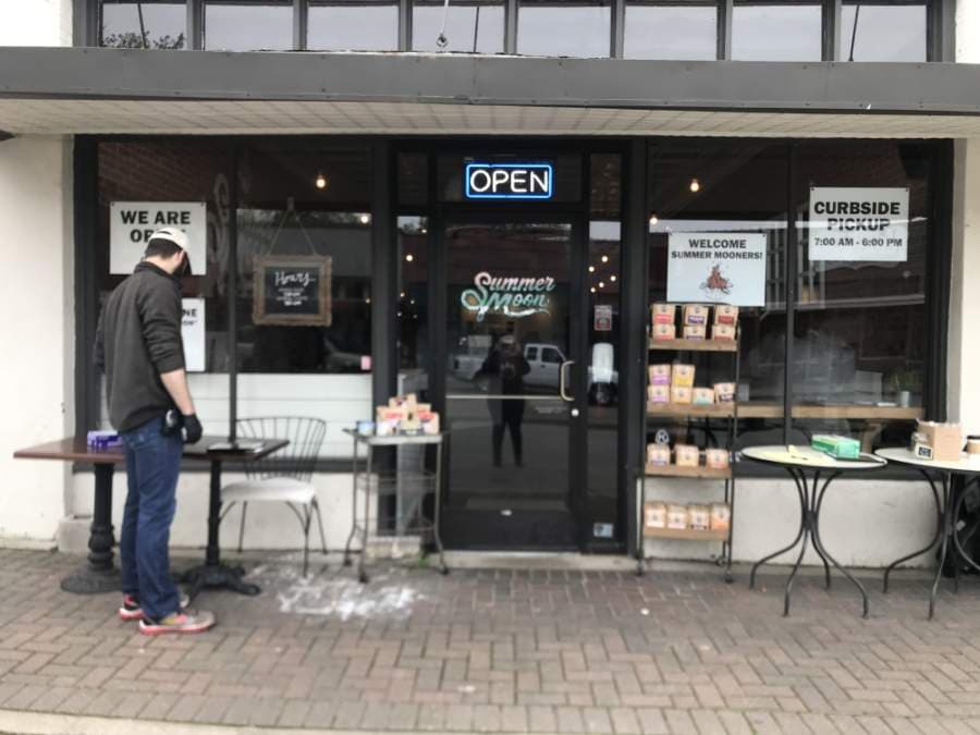 Summer Moon Coffee in Frisco added tables outside its store to allow outdoor walk-up service.(Courtesy Summer Moon Coffee)