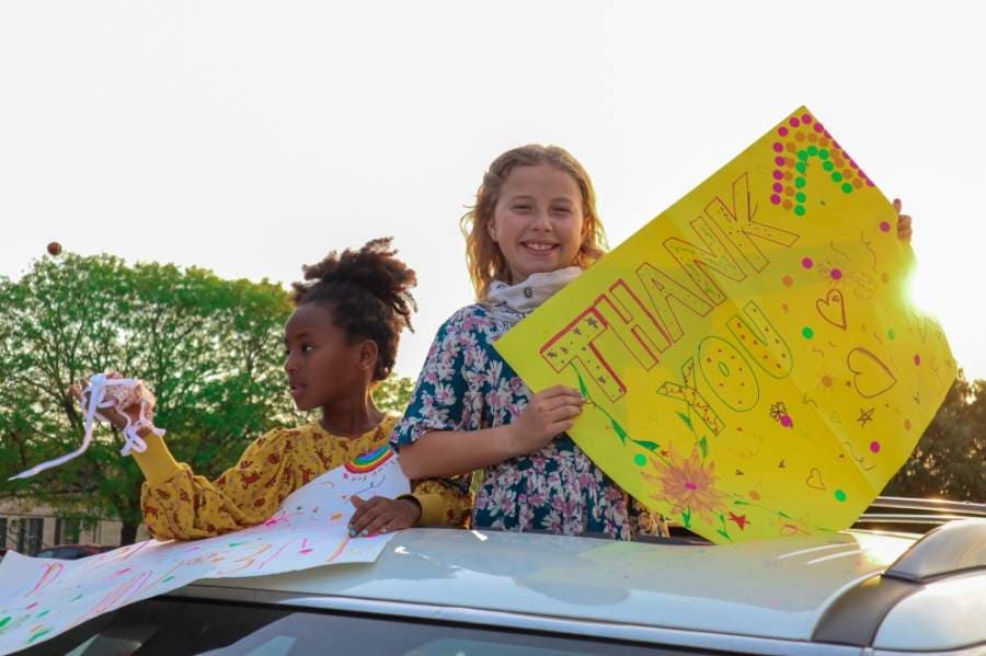 About 150 families decorated their cars with balloons, banners and posters showing their support. (Courtesy Bannockburn Church)